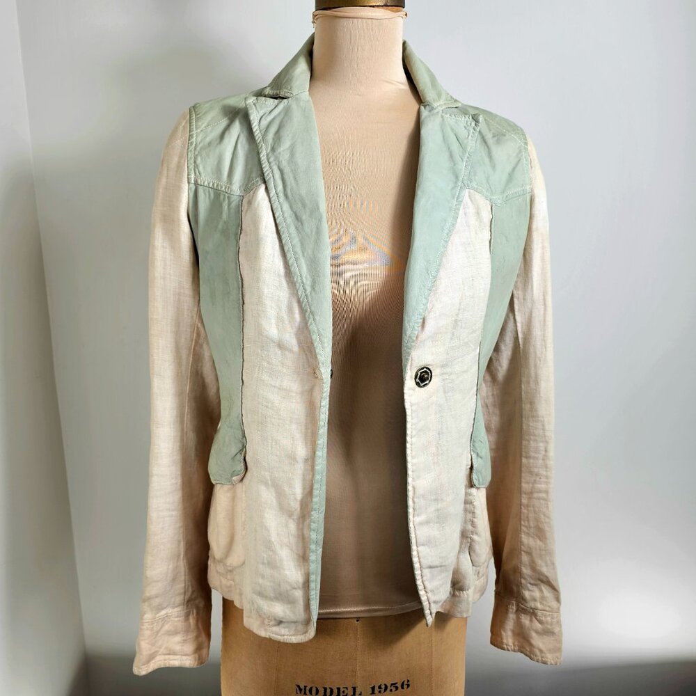 Hettabretz | Archival Goatskin Leather & Linen Paneled Blazer | Made in Italy